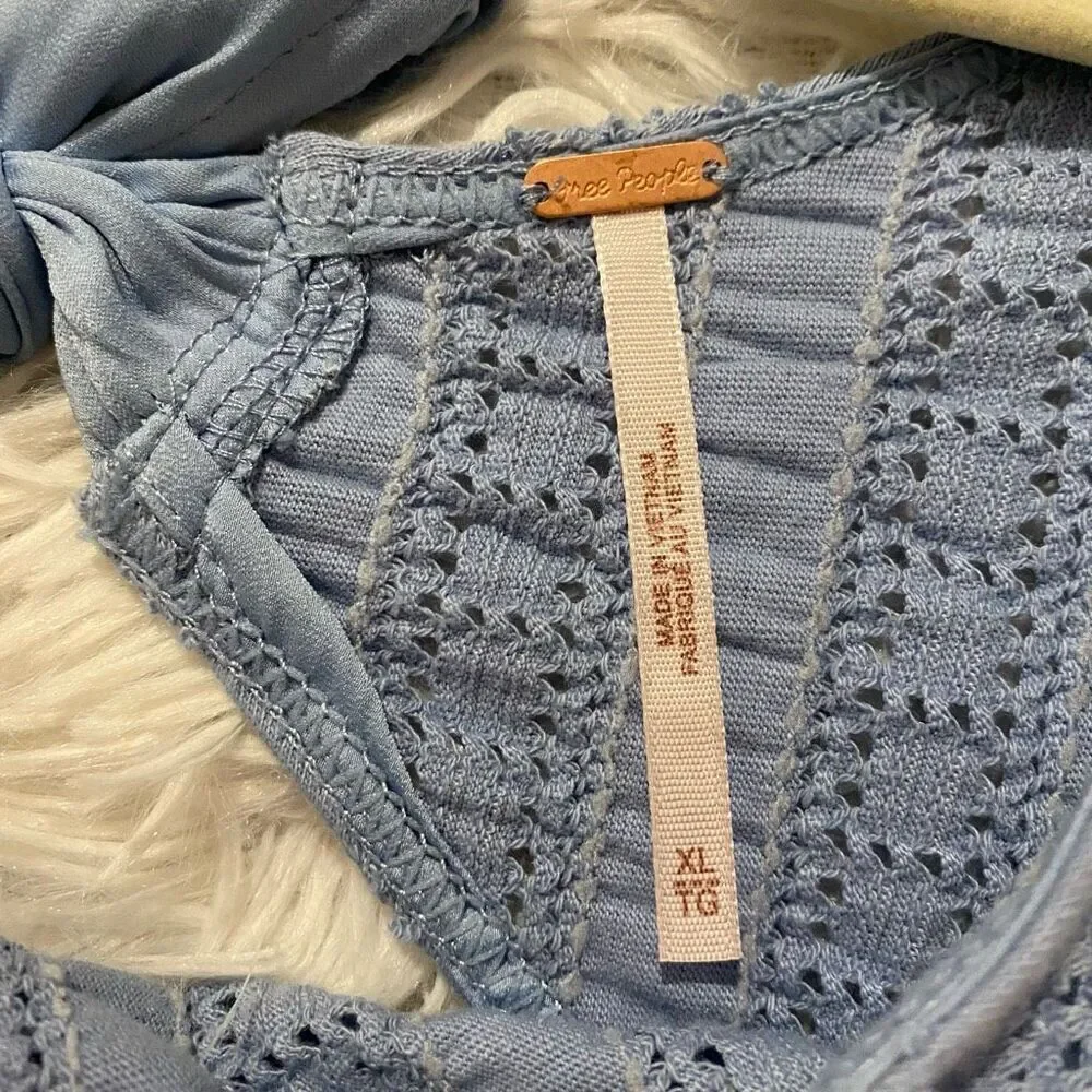 Free People Star Struck Open Back Top in Blue Extra Large